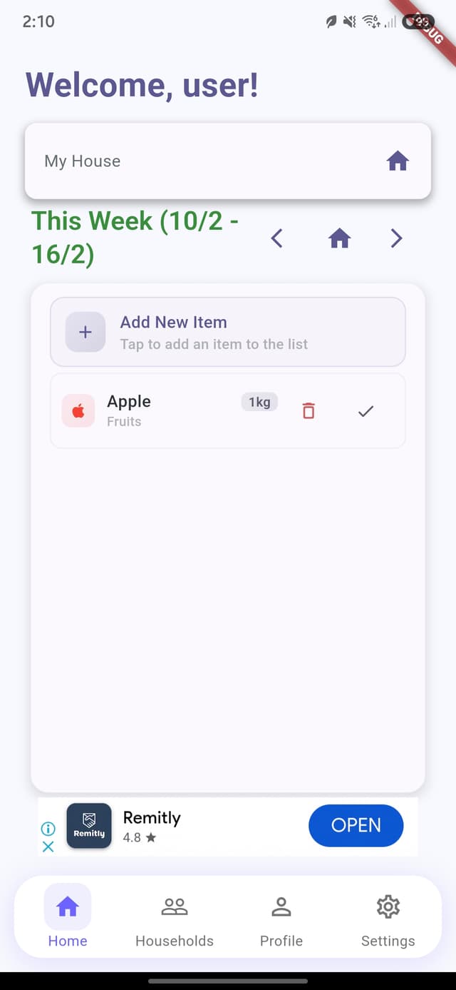 Grocery List Screen